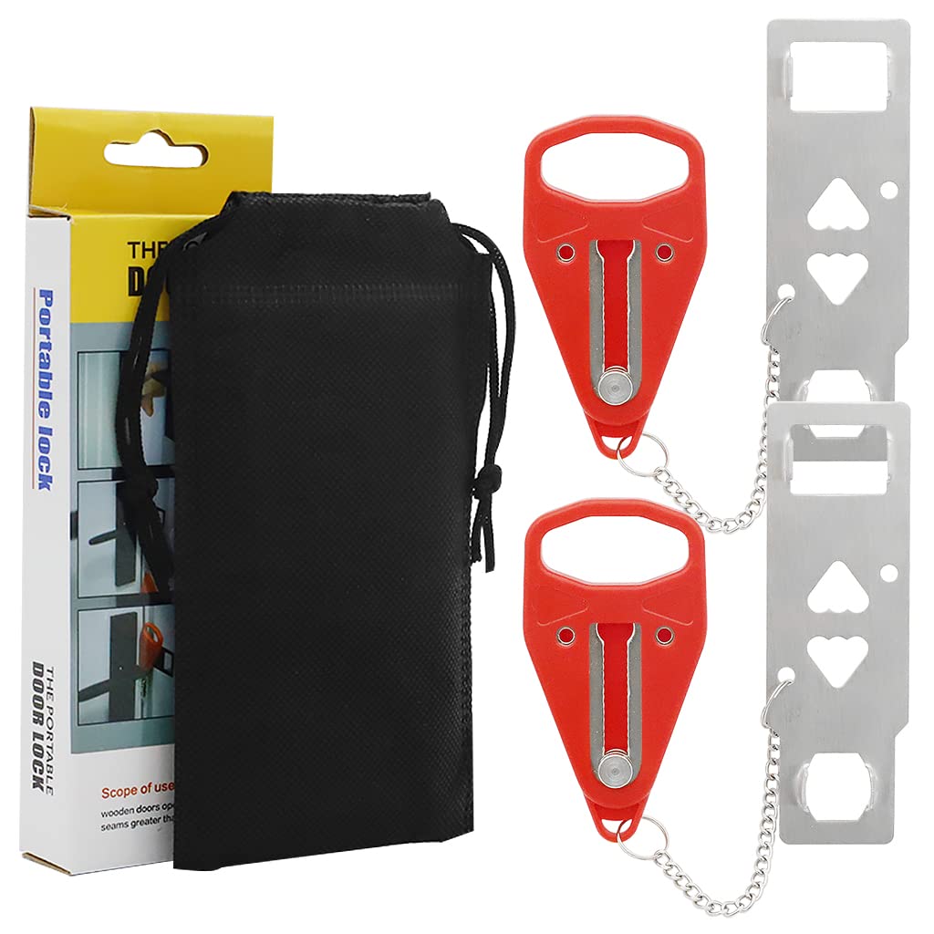 HASTHIP 2PCS Portable Door Lock, Travel Door Lock Door Chain Lock, Prevent Unauthorized Entry, Additional Security and Privacy for Traveling Hotel Home Apartment Dorm HASTHIP 2PCS Portable Door Lock, Travel Door Lock Door Chain Lock, Prevent Unauthorized Entry, Additional Security and Privacy for Traveling Hotel Home Apartment Dorm
